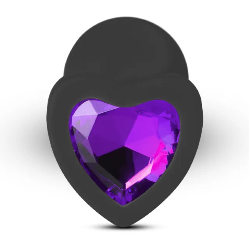 Small Heart Shaped Diamond Base Black Butt Plug